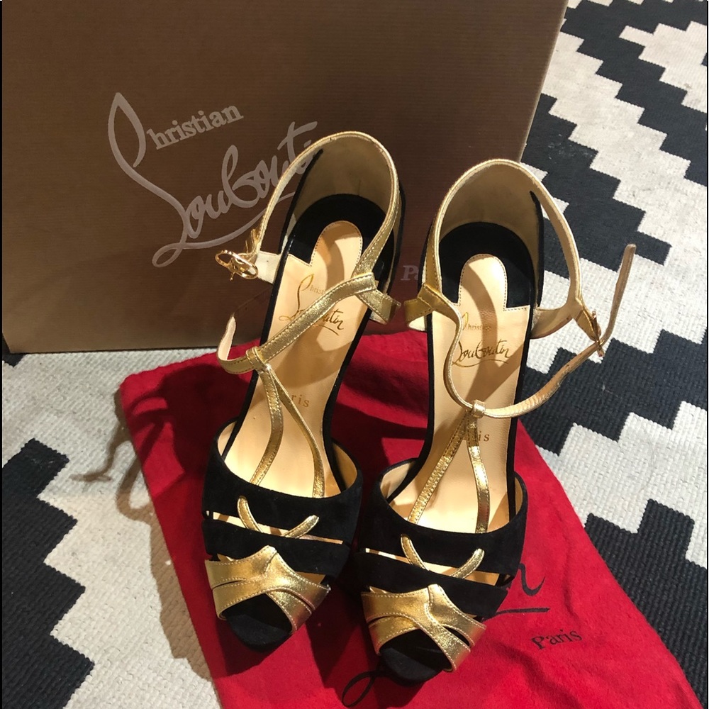 CHRISTIAN LOUBOUTIN Glennalta black/ gold pump